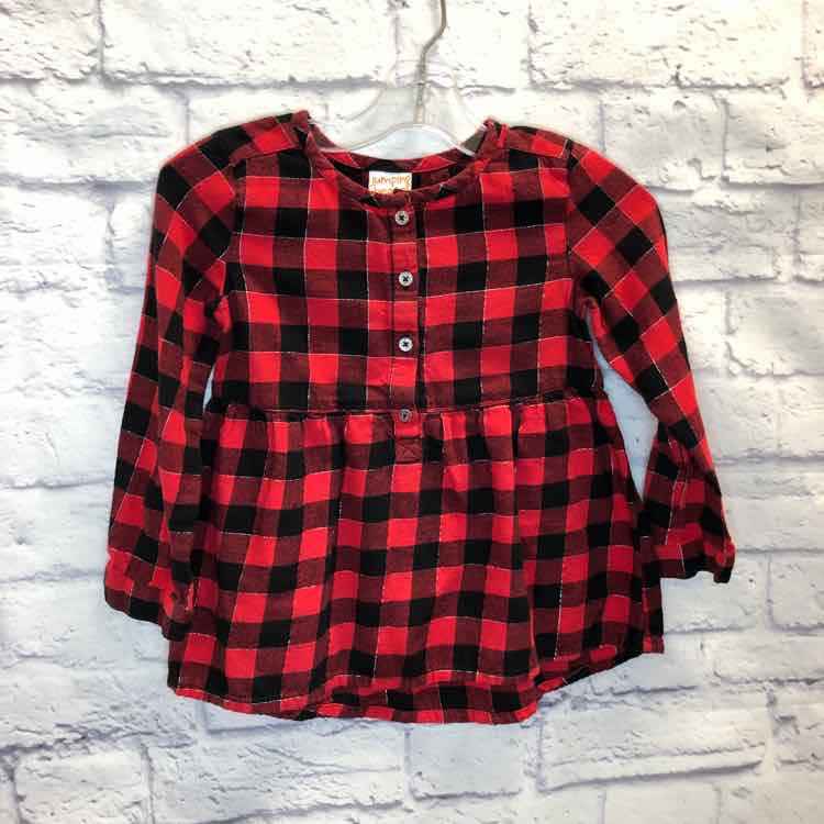 Jumping Beans Red & Black Size 4T Girls Long Sleeve Shirt