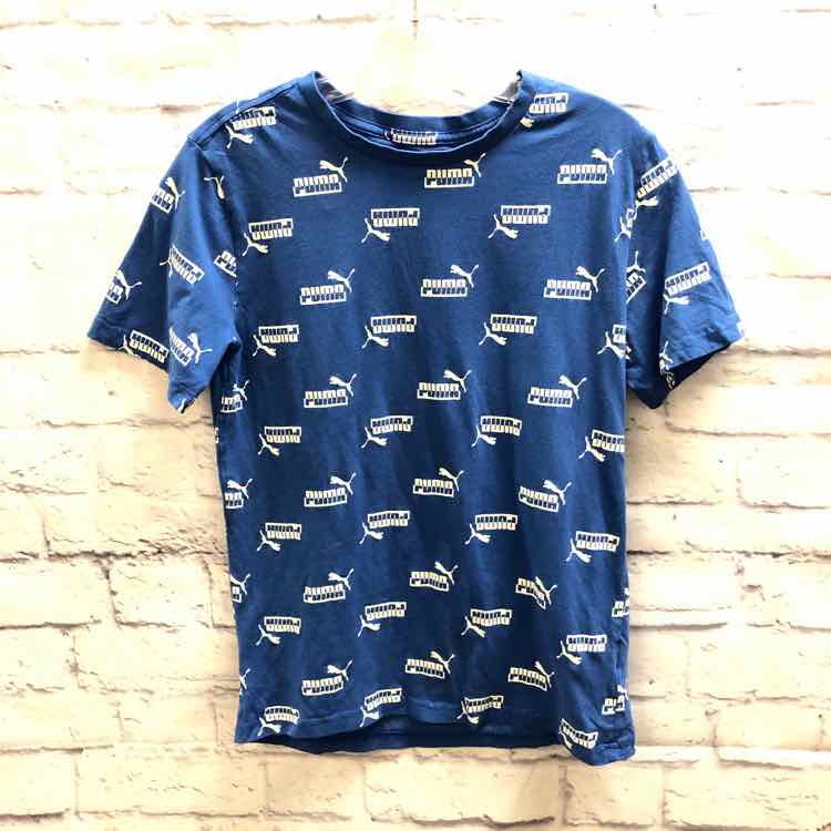 Puma Blue Size 14 Boys Short Sleeve Shirt