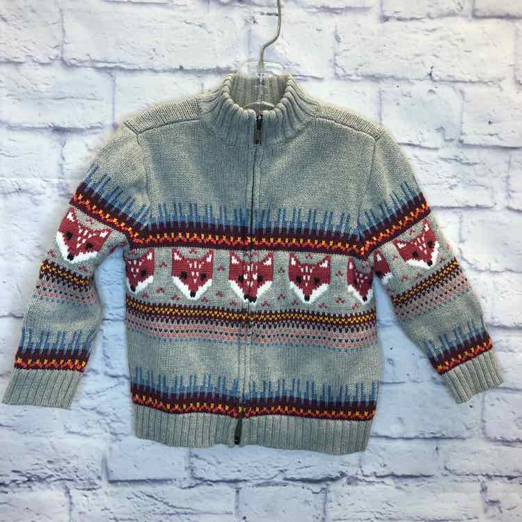Tea Gray Fox Size 2T Boys Zip up Sweater
