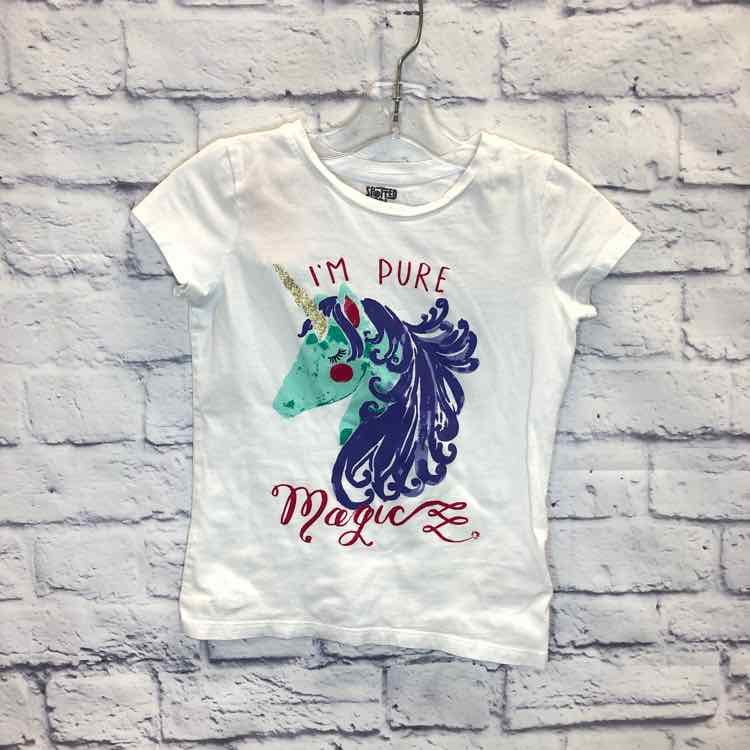 Spotted Zebra White Size 6 Girls Short Sleeve Shirt