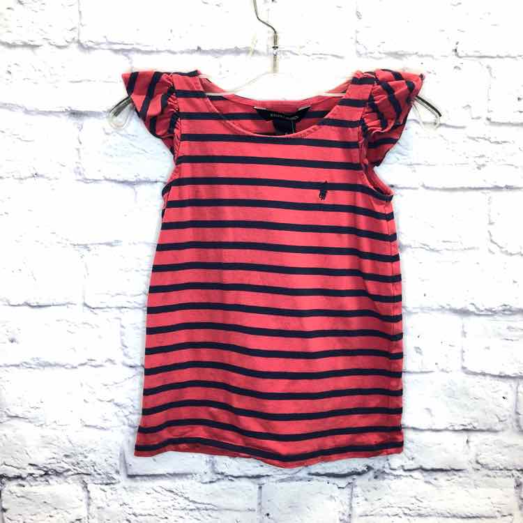 Ralph Lauren Stripe Size 6 Girls Short Sleeve Shirt