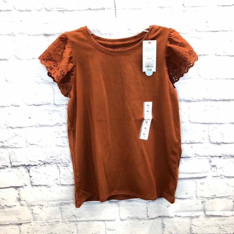 Cat & Jack Orange Size 14 Girls Short Sleeve Shirt