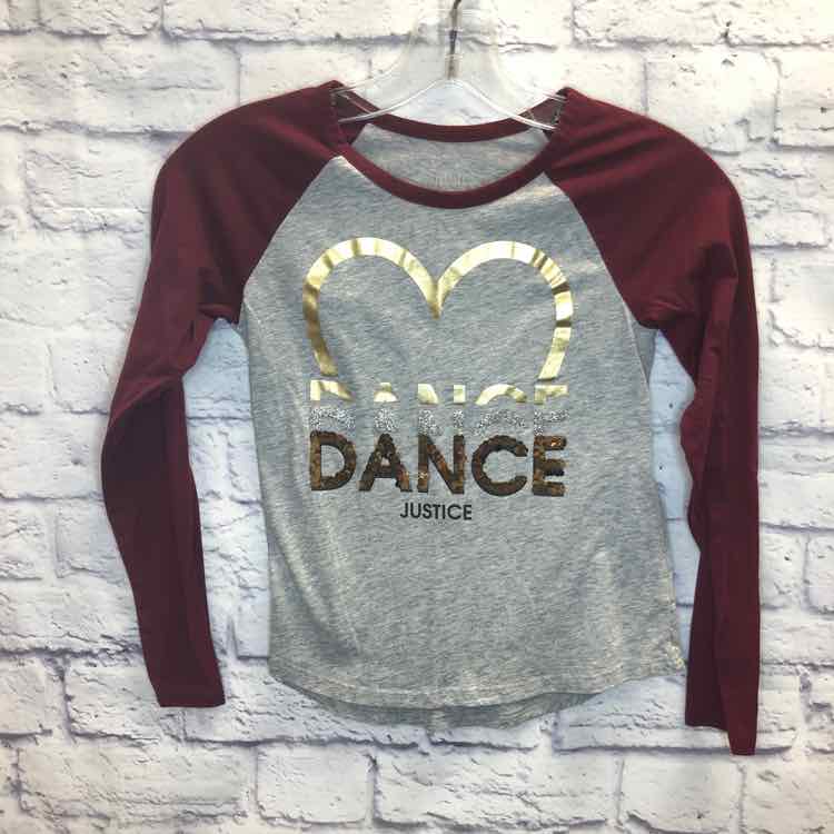 Justice Maroon Size 10 Girls Long Sleeve Shirt