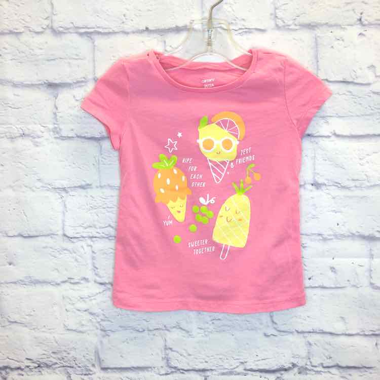 Carters Pink Size 2T Girls Short Sleeve Shirt