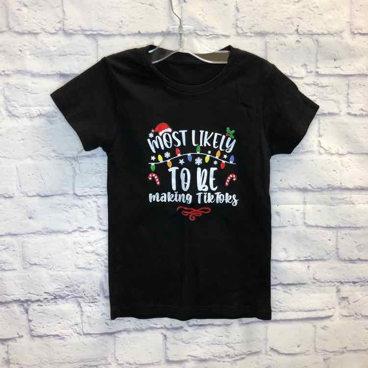 Black Size 8 Girls Short Sleeve Shirt