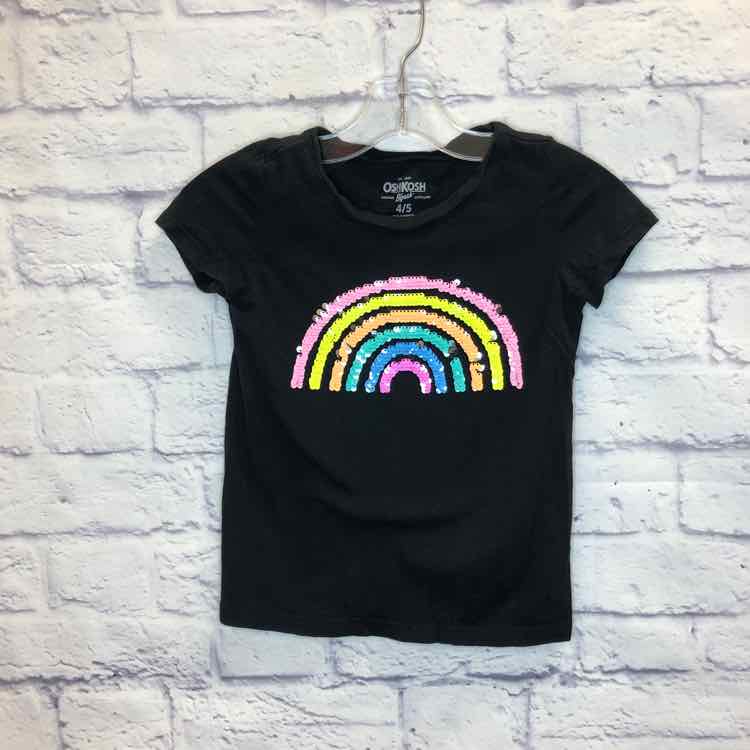 Oshkosh Black Size 4T Girls Short Sleeve Shirt