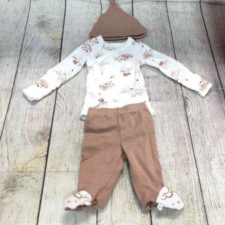Just One You Brown Size Newborn Boys 3 Piece Outfit