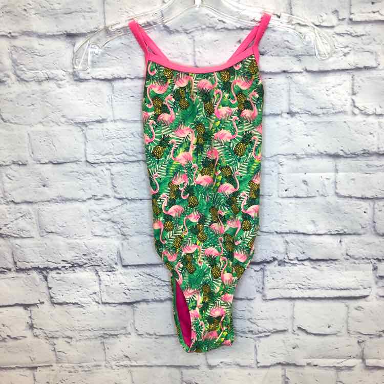 Sporti Green Size 10 Girls Swimsuit