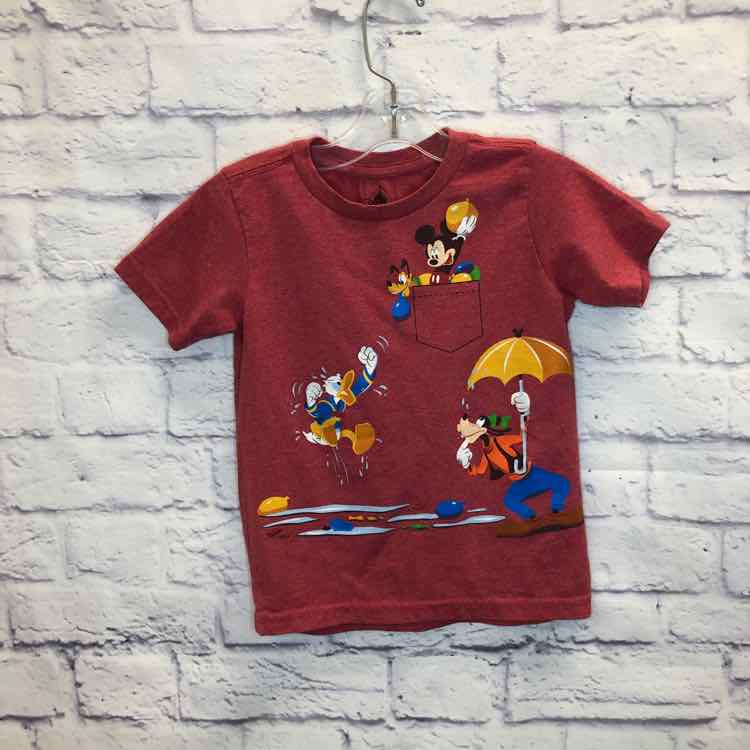 Disney Red Size 4T Boys Short Sleeve Shirt