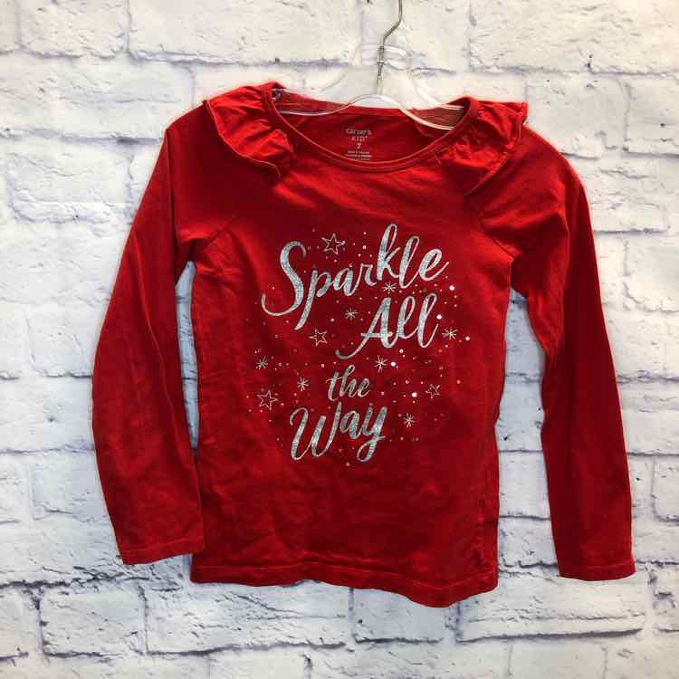 Carters Red Size 7 Girls Long Sleeve Shirt