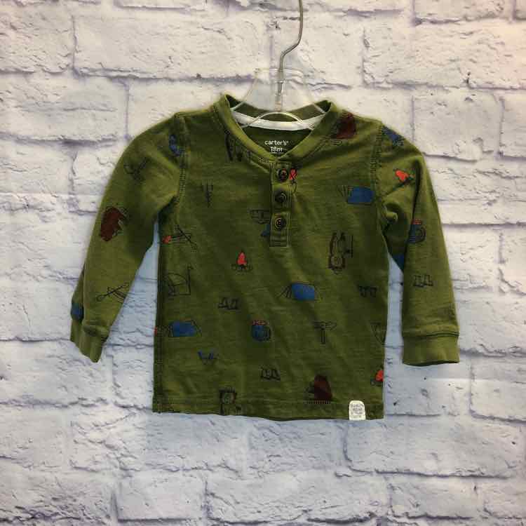 Carters Green Size 18 Months Boys Long Sleeve Shirt