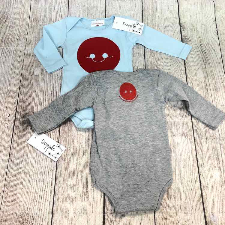 Smiling Button Blue Size 3-6 Months Boys Bodysuit