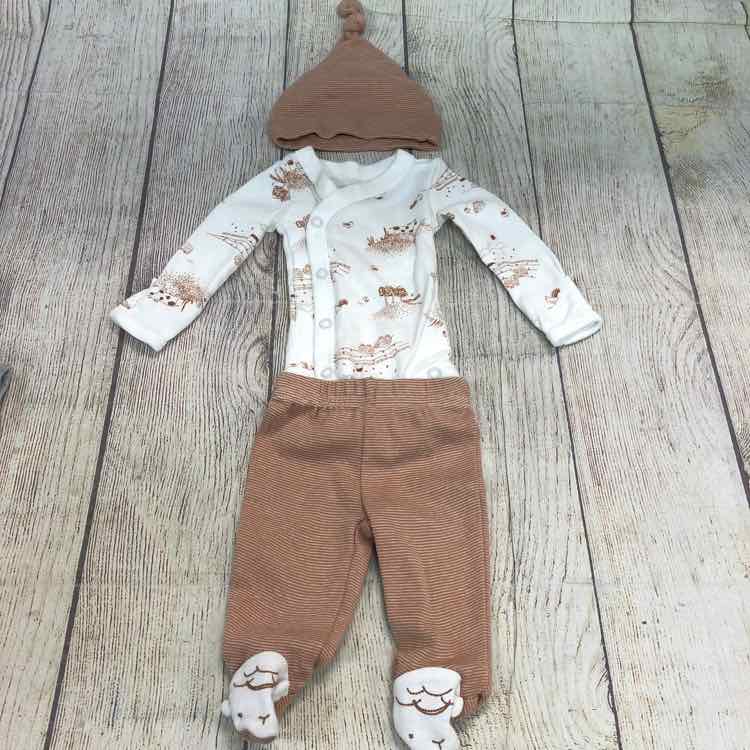 Just One You Brown Size Preemie Boys 3 Piece Outfit
