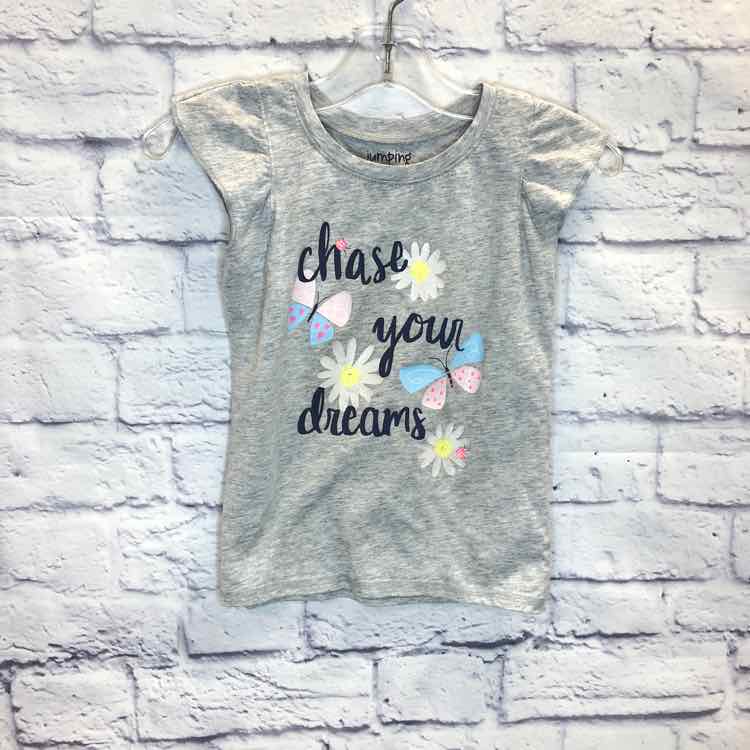 Jumping Beans Gray Size 4T Girls Short Sleeve Shirt