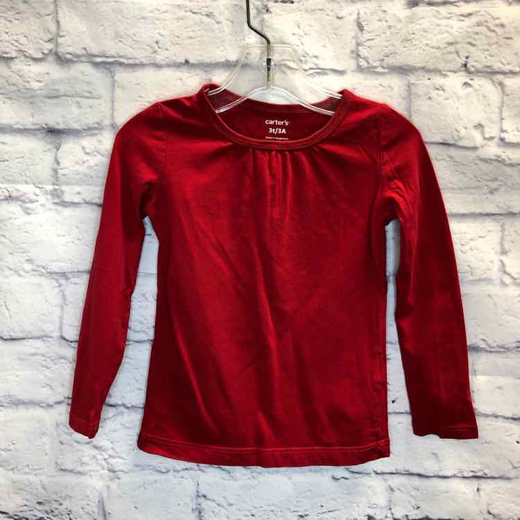 Carters Red Size 3T Girls Long Sleeve Shirt