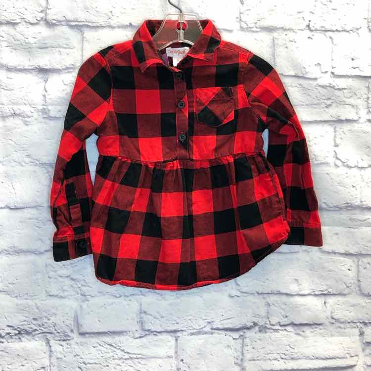 Cat & Jack Red & Black Size 2T Girls Long Sleeve Shirt