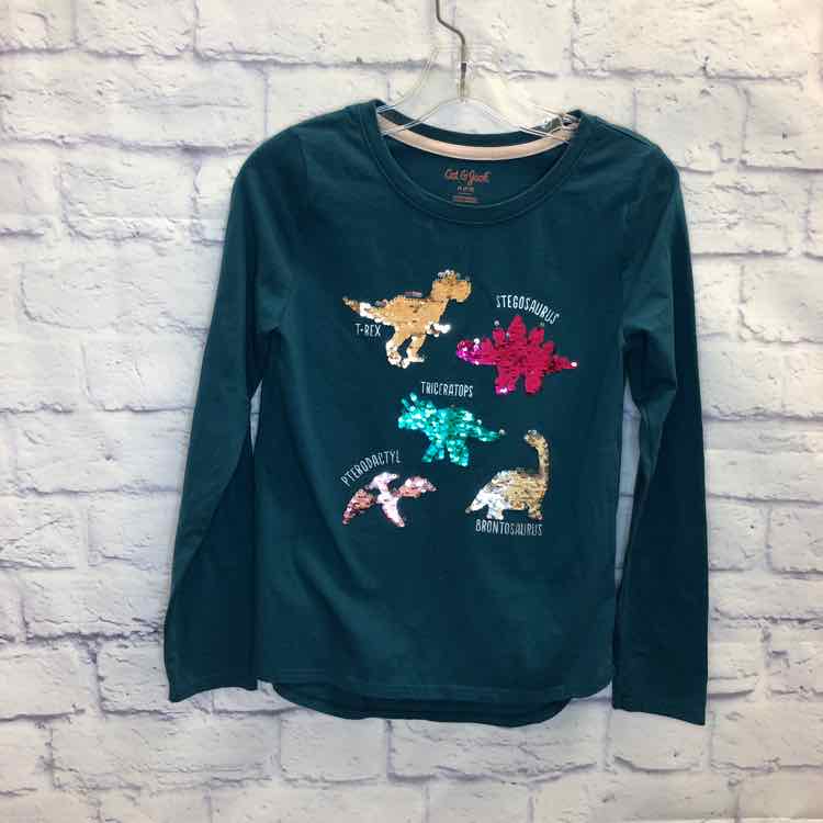 Cat Green Size 7 Girls Long Sleeve Shirt