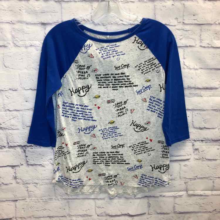 Justice Blue Size 14 Girls 3/4 Sleeve Shirt