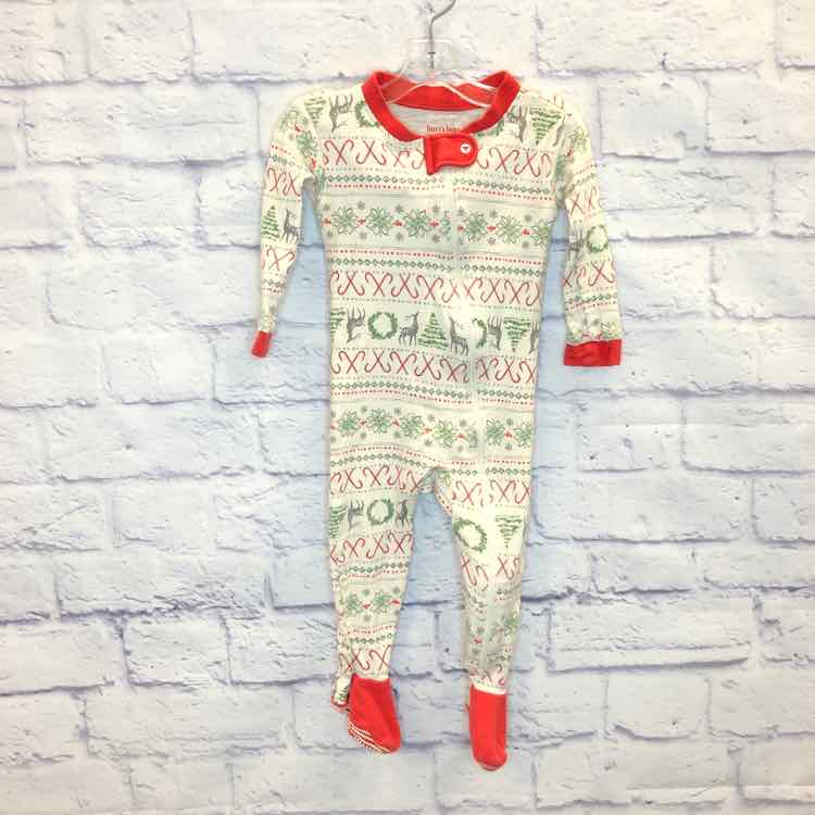 Burts Bees Red & Green Size 6-9 Months Boys Sleeper