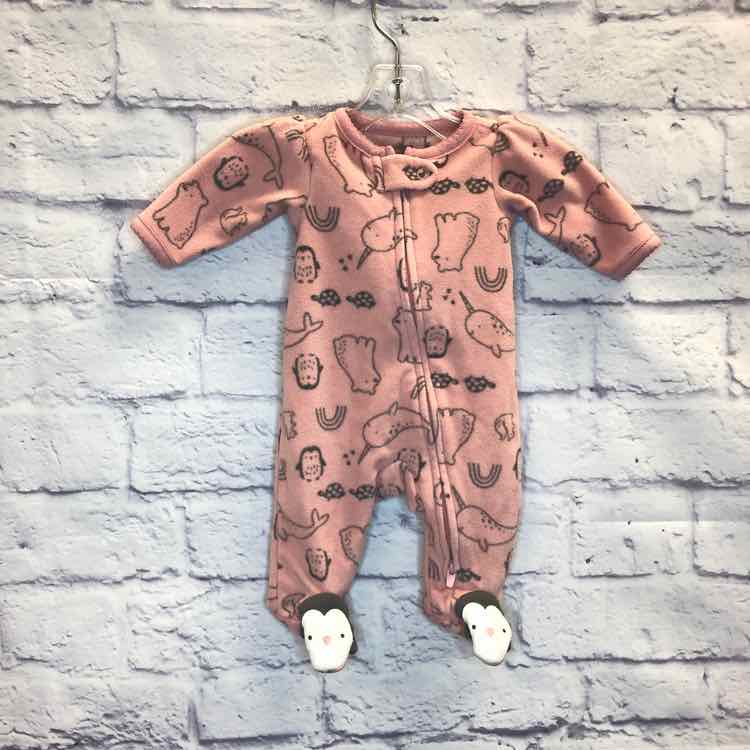 Simple Joys Pink Size Preemie Fleece Girls Sleeper