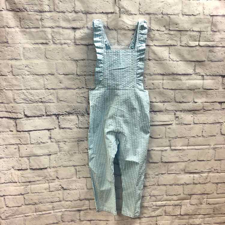 Smiling Button Blue Size 8 Girls Overalls