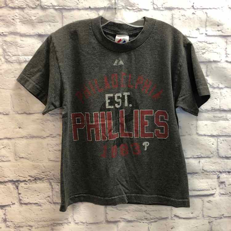 Phillies Gray Size 8 Boys Short Sleeve Shirt