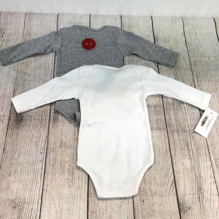 Smiling Button White Size 6-12 months Boys Bodysuit