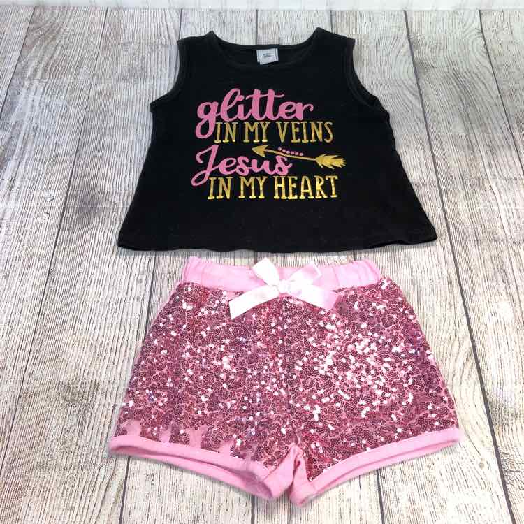 Dash of Glitter Black Size 3T Girls 2 Piece Outfit