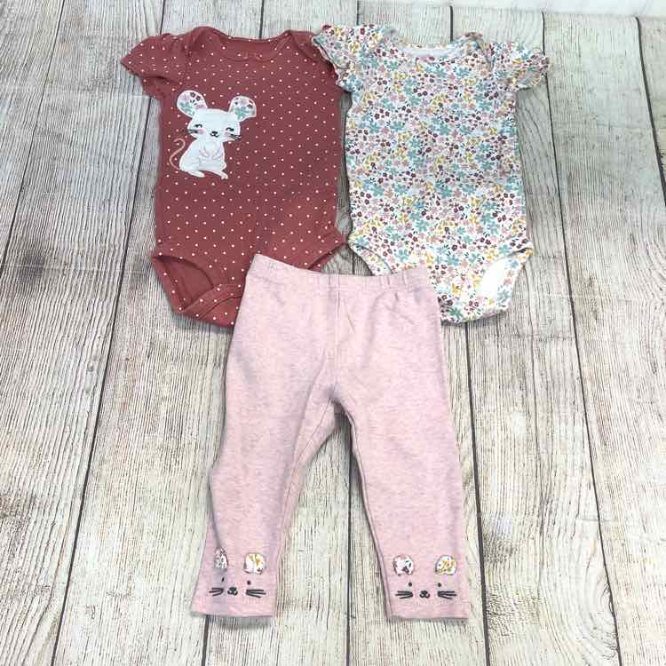 Carters Pink Size 6 Months Girls 3 Piece Outfit