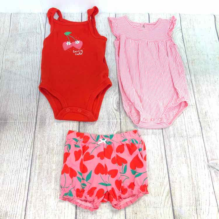 Carters Red Size 6 Months Girls 3 Piece Outfit